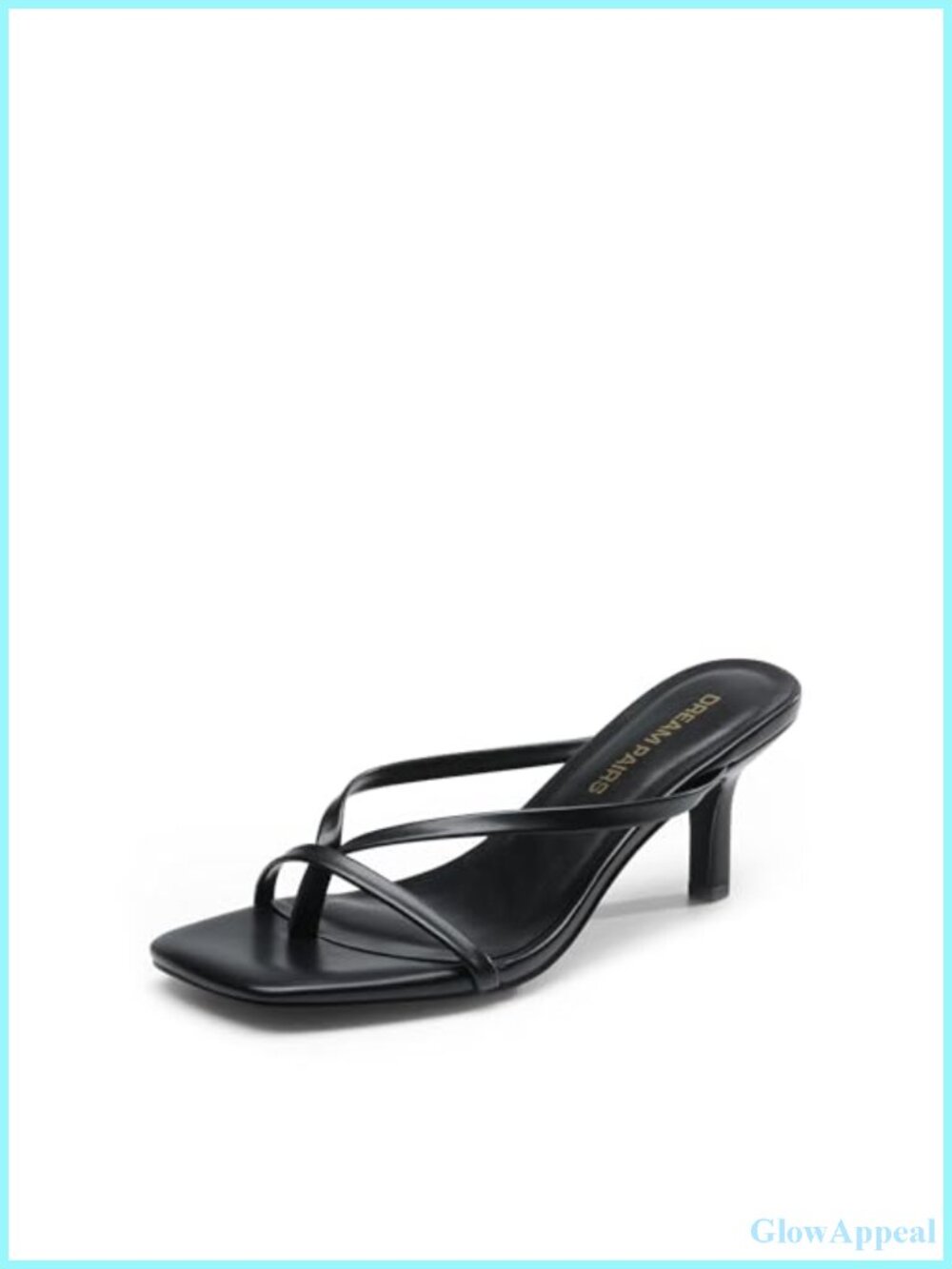 Women's Kitten Heel Flip Flop Sandals Square Toe Slip On Faux Leather